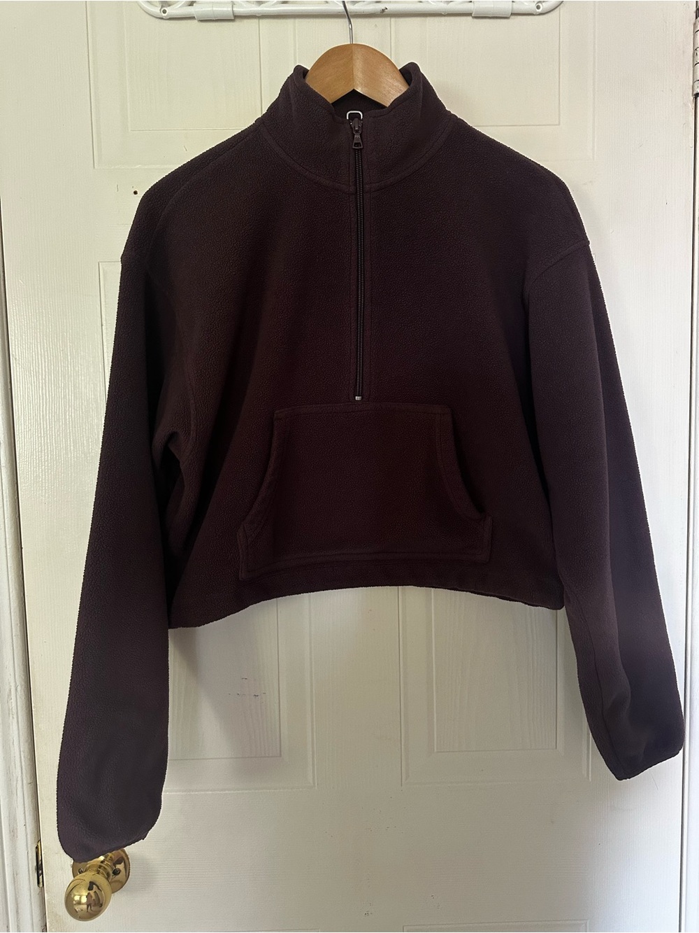 Aritzia TNA Polar Fleece 1/2 Zip Pullover — Brown | Size M